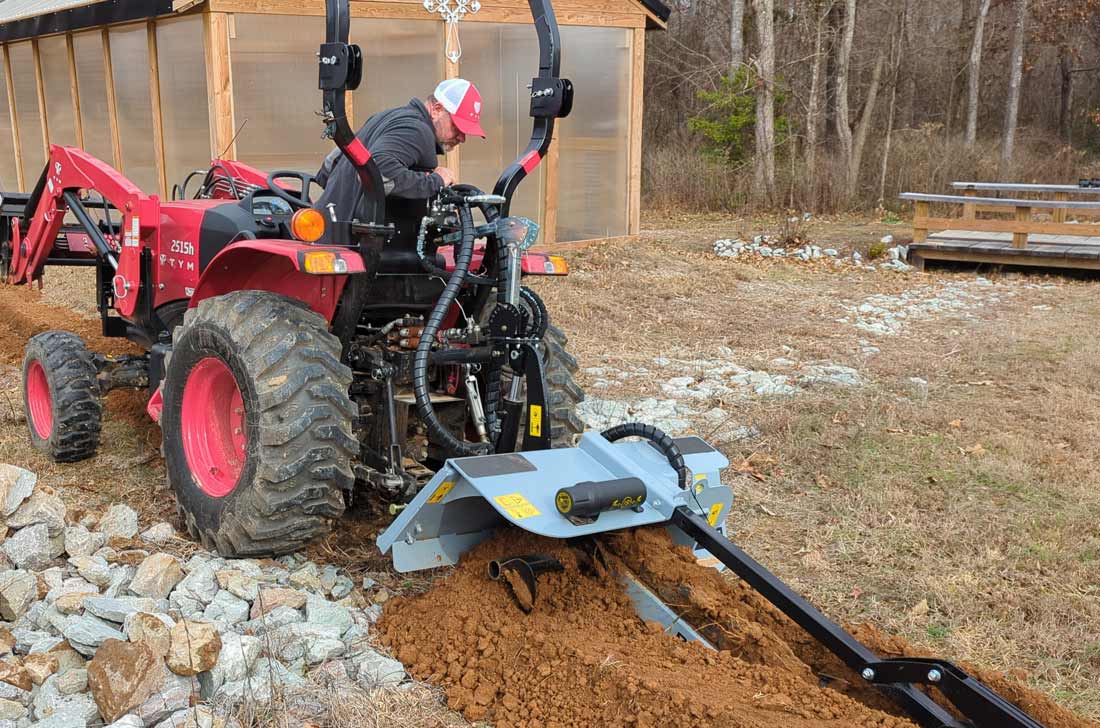 Baumalight TN336 trencher mounted on tractor